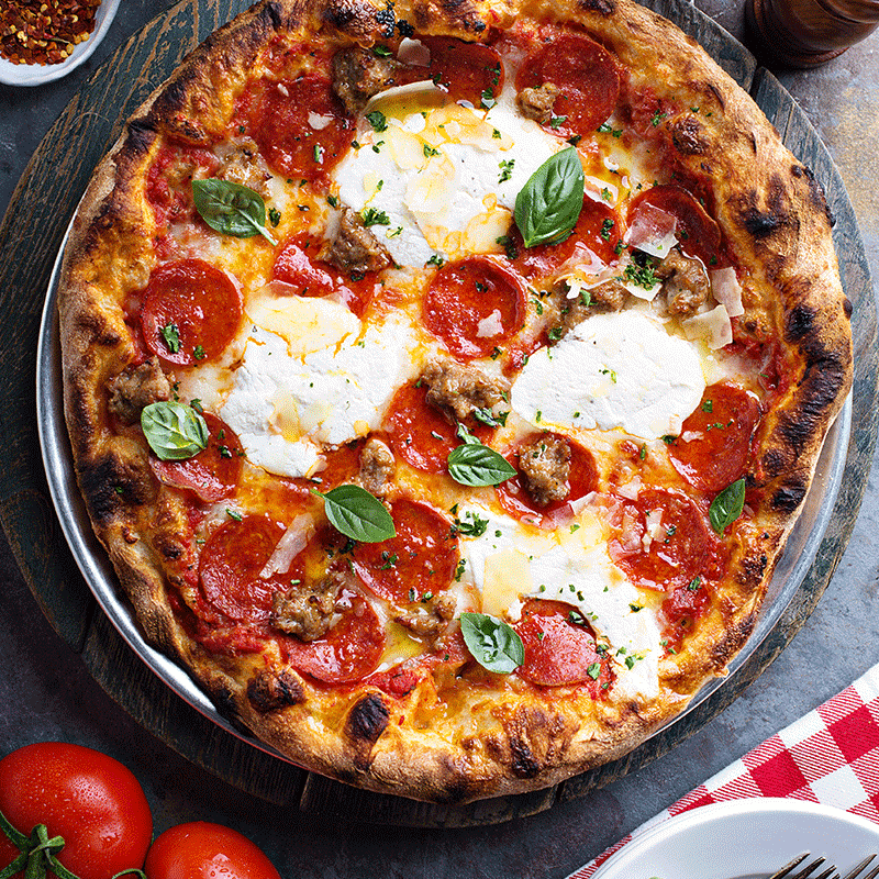 fresh-pizza fresh baked pizza with cheese and pepperoni